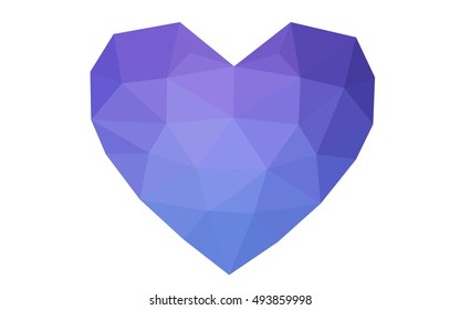 Pink, blue heart isolated on white background. Geometric rumpled triangular low poly origami style gradient graphic illustration. Vector polygonal design for your business.