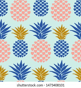 Pink and blue heart pineapple, that can be used both on the web or in print for surface design