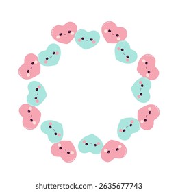 Pink and blue heart round frame. Gender reveal frame with hearts.
