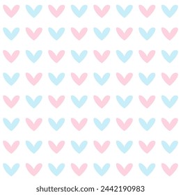 Pink and Blue Hearts Seamless Pattern. Gender Reveal Party Baby Repeating Endless Background.