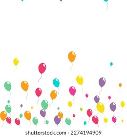 Pink and Blue Helium Balloon Vector  White Background. Decoration Baloon Texture. Multicolor Surprise Wallpaper. Bright Jubilee Inflatable Ball Pattern.