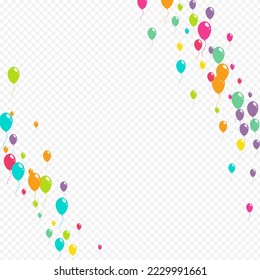 Pink and Blue Helium Baloon Vector Transparent Background. Joy Balloon Frame. Bright Glossy Banner. Color Celebrate Ballon Wallpaper.