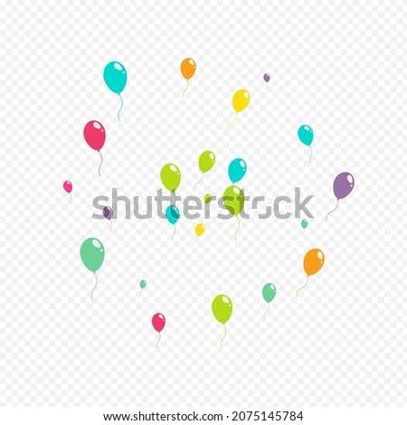 Pink and Blue Helium Baloon Vector Transparent Background. Jubilee Balloon Backdrop. Color Party Frame. Cute Celebration Ballon Banner.