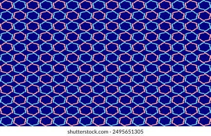 Pink and blue hexagon ring checkerboard background, seamless abstract geometric blue background hexagon pattern repeat style. replete image design for fabric printing