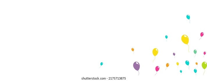 Vector de globo azul y rosa de vacaciones de fondo blanco Panorámico. Afiche de Balón de Cumpleaños. Marco de alegría multicolor. Calma, feliz patrón de bolas inflables.