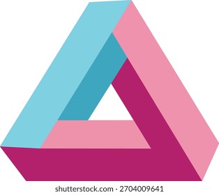 Vector de forma abstracta geométrica de triángulo imposible rosa y azul