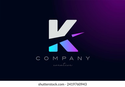 pink blue K letter vector  logo icon design illustration. Creative cut arrow template for business or company
