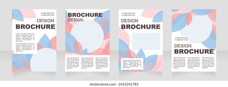 Pink and blue leaves blank brochure layout design. Instruction info. Vertical poster template set with empty copy space for text. Premade corporate reports collection. Editable flyer paper pages