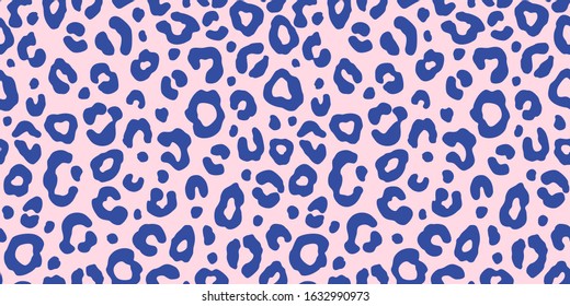 Pink and blue leopard seamless pattern. Fashion stylish vector texture.