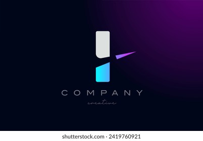 pink blue I letter vector  logo icon design illustration. Creative cut arrow template for business or company