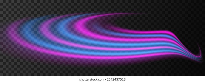 Mezcla de ondas de luz rosa y azul. Diseño suave y curvo con un brillo de neón vibrante. Visuales de ciencia ficción, transiciones de luz, efectos futuristas. Fondo dinámico y elegante con rayas brillantes y flujo de energía