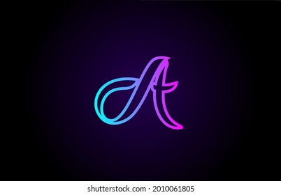 pink blue A line alphabet letter logo for business and company. Creative template design for lettering and corporate 
