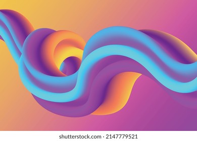 Pink and blue liquid gradient background. Dynamic fluid twisted shape illustration