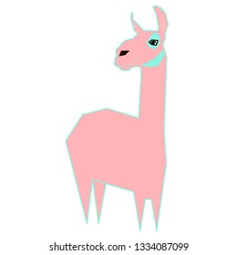 pink blue llama vector isolated