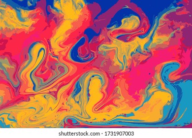 Pink and blue marble pattern. Fluorescent liquid background. Artwork abstract vector texture.