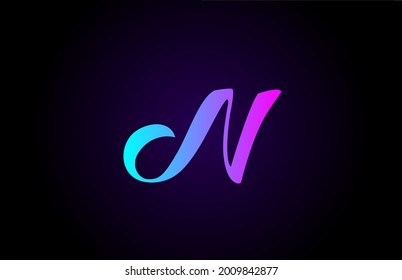 pink blue N alphabet letter logo for branding and business. Creative gradient design for lettering and corporate 