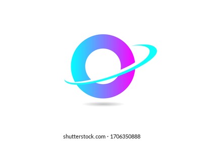 pink blue O alphabet letter logo icon design with swoosh for company and business