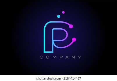 pink blue P dot line alphabet letter logo icon design. Creative template for company and business