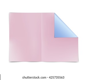 pink Blue  paper folded one corner
