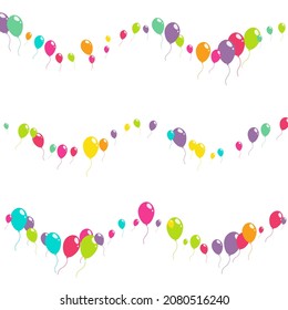 rosafarbene und blaue Party Baloon, Vektorweißer Hintergrund. Feiern Sie die Ballondecke. Cartoon Holiday Banner. Cute Happy Balloon Template.