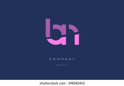 pink blue pastel modern abstract alphabet company logo design vector icon template bn b n letter