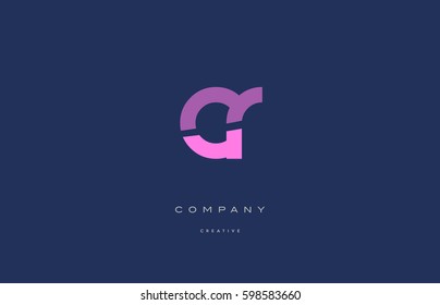 pink blue pastel modern abstract alphabet company logo design vector icon template cr c r letter

