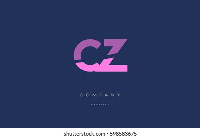 pink blue pastel modern abstract alphabet company logo design vector icon template cz c z letter

