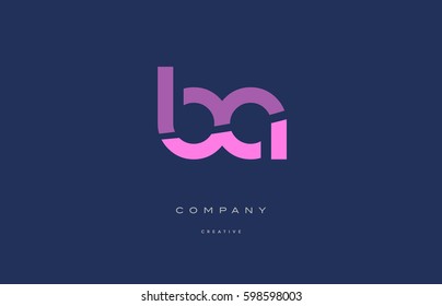 pink blue pastel modern abstract alphabet company logo design vector icon template letter ba b a
