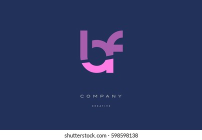pink blue pastel modern abstract alphabet company logo design vector icon template letter bf b f

