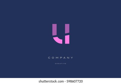 pink blue pastel modern abstract alphabet company logo design vector icon template letter u 