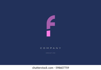 pink blue pastel modern abstract alphabet company logo design vector icon template letter f