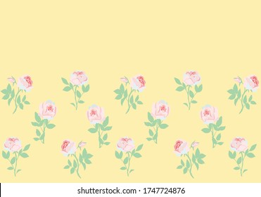 patrón rosa azul pastel de rosas, plano a mano de vector floral