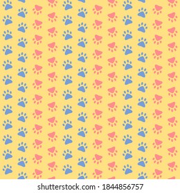pink and blue paw prints. vector seamless pattern. simple baby repetitive background. fabric swatch. wrapping paper. continuous print. design element for textile; phone case; apparel; decor