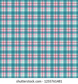 Pink and Blue Plaid Seamless Pattern - Whimsical plaid design in fun colors for Christmas