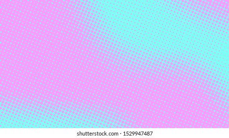 Pink and blue pop art background with halftone dots in retro comic style, template for design