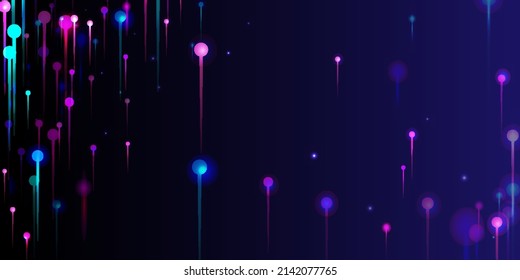 Pink Blue Purple Abstract Wallpaper. Network Technology Banner. Artificial Intelligence Big Data Internet Futuristic Background. Vivid Light Glow Particles. Fiber Optics Social Science Light Pins.