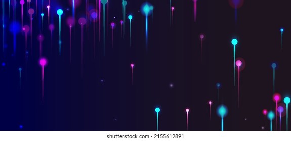 Pink Blue Purple Abstract Wallpaper. Network Scientific Banner. Artificial Intelligence Big Data Ethernet Technology Background. Bright Light Glow Particles. Fiber Optics Social Science Light Pins.
