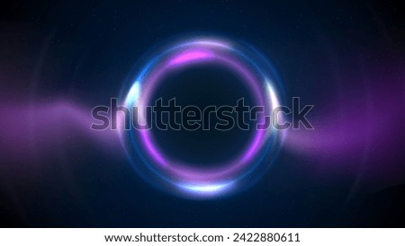 Pink blue purple circular light frame on dark background. Light ring. Glowing pink blue circle. Stage backdrop. Abstract background for displaying products, text, copy paste. Vector illustration