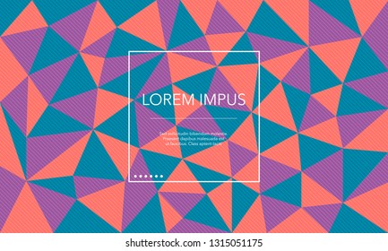 Pink, Blue, Purple Geometric Triangle Pattern Vector Background With White Lines