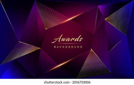 Pink Blue Purple Golden Royal Awards Graphics Background Lines Triangle Polygonal Elegant Shine Modern Template Luxury Premium Corporate Abstract Design Template Banner Certificate Dynamic Shape