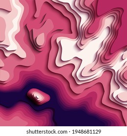 rosafarbene, violette Farbverlauf-Papier, Vektorgrafik geschnitten. Vorlage zur Darstellung des Farbverlaufs. Papierschnitt Kunst, flüssiger Hintergrund.