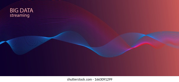 Pink Blue Purple Matrix Computing Banner. Neon Tech Background. Futuristic Vector Equalizer. Code Fractal Slide. Digital Gradient Overlay. Big Data Stream 3D Liquid Lines. Grunge Music Equalizer