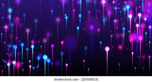 Pink Blue Purple Modern Wallpaper. Network Technology Banner. Vivid Light Pins Elements. Artificial Intelligence Big Data Ethernet Futuristic Background. Social Science Fiber Optics Light Pins.