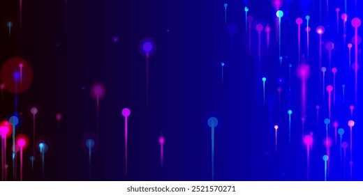 Pink Blue Purple Modern Wallpaper. Artificial Intelligence Big Data Ethernet Futuristic Background. Neon Light Pins Elements. Network Technology Banner. Social Science Fiber Optics Light Pins.