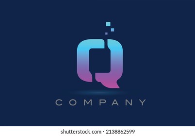 pink blue Q alphabet letter logo icon design. Creative template for company and business with dots