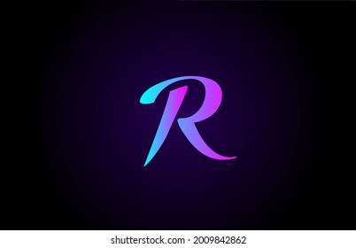 pink blue R alphabet letter logo for branding and business. Creative gradient design for lettering and corporate 