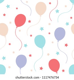pink blue red balloons