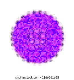 Pink, blue, red halftone circles, dots pattern, vector, grunge. Comic texture background. Monochrome half-tone. Circle halftone Dots, colorful geometric gradient for pop art designs.