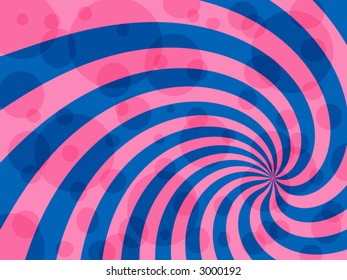 pink & blue retro twirl background with bubbles (vector eps format)