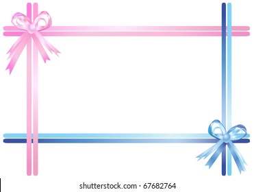 Pink and blue ribbons isolated on a white background. Vector illustration.